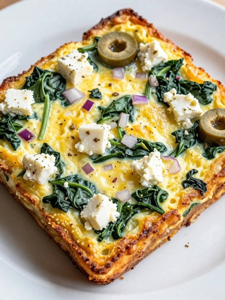 Greek Spinach Feta Olive Egg Bake