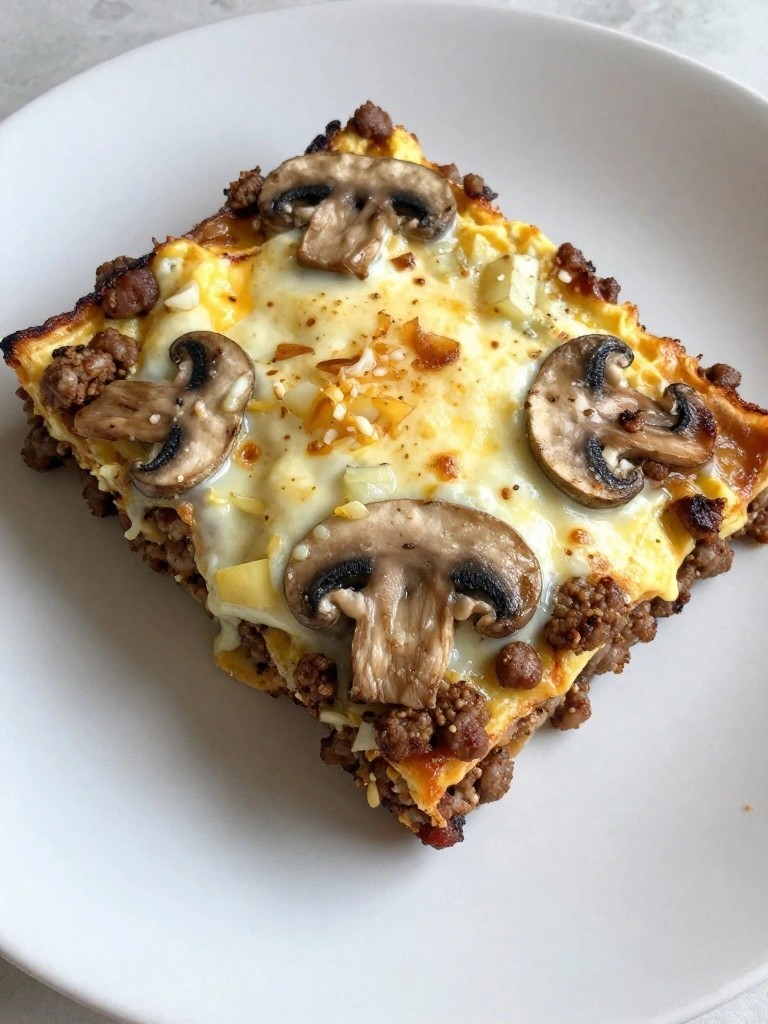 Italian Sausage Mushroom Mozzarella Egg Bake
