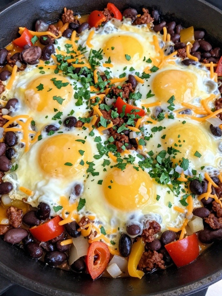 Mexican Chorizo Black Bean Egg Bake
