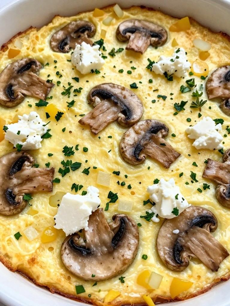 Mushroom Goat Cheese Herb Egg Bake