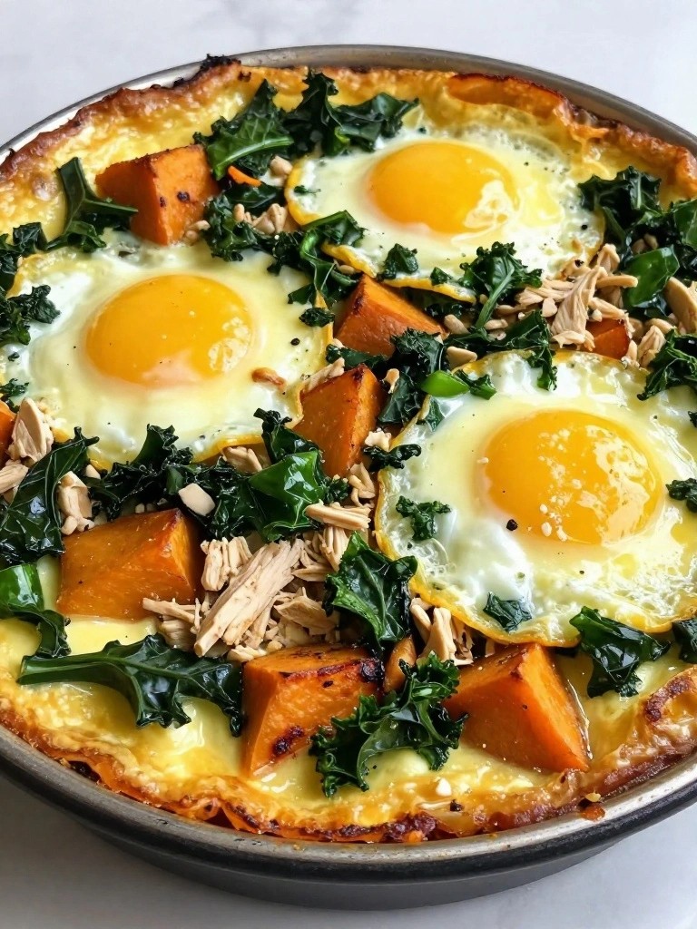 Turkey Kale Sweet Potato Egg Bake