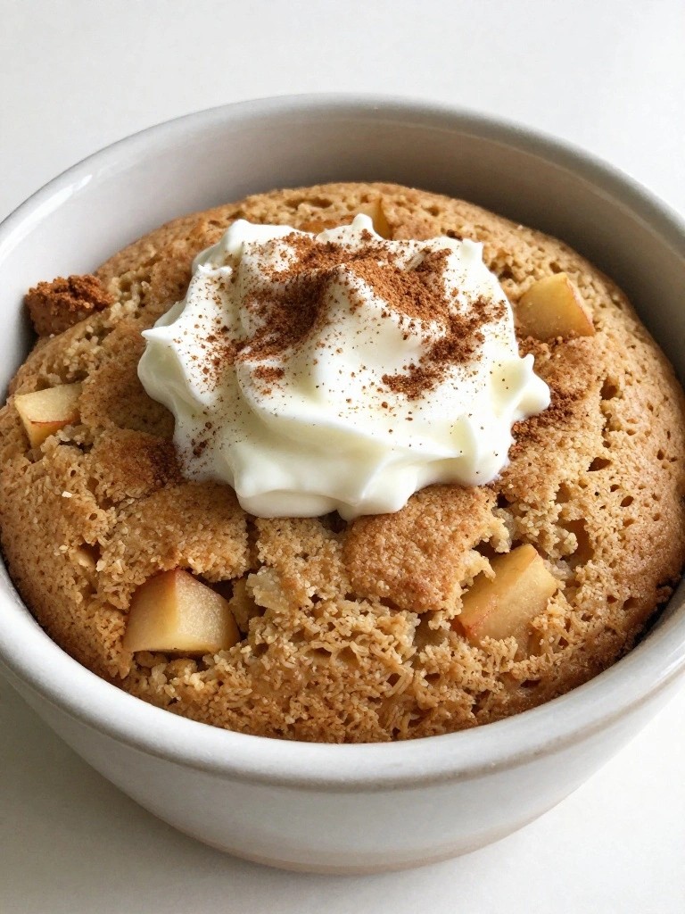 Cinnamon Apple Microwave Mug Cake with Greek Yogurt