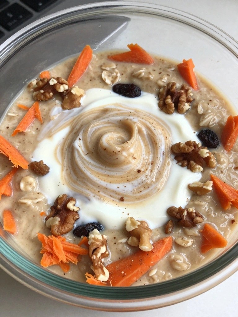 Carrot Cake Overnight Oats with Cream Cheese Swirl