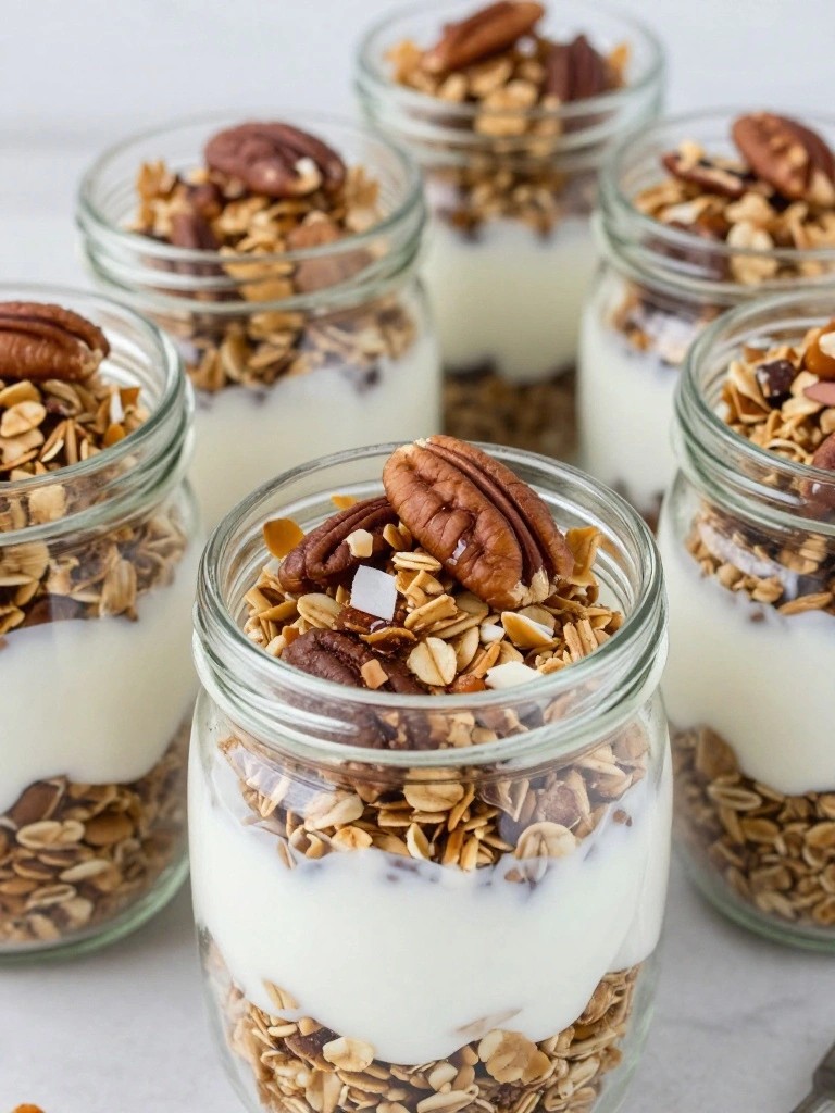 Maple Pecan Granola Yogurt Parfait Jars