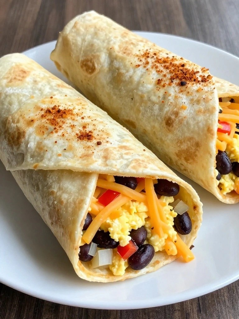 Southwest Black Bean Egg Breakfast Burritos