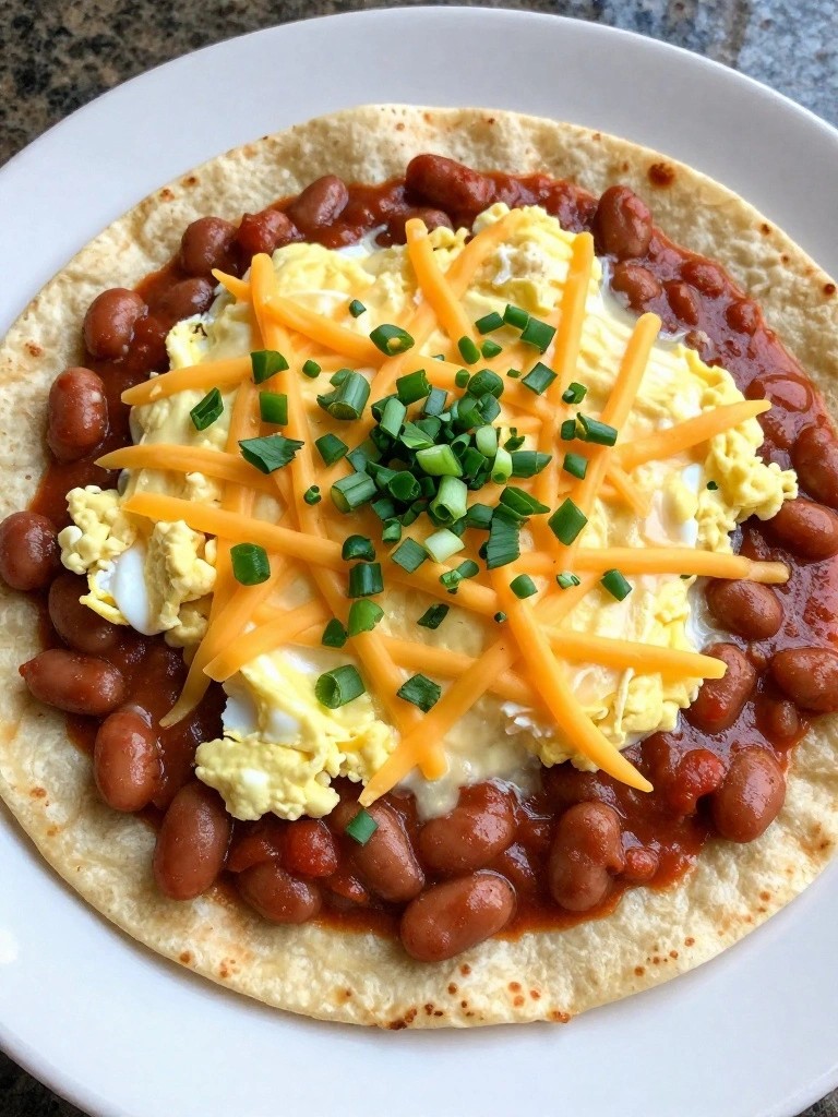 Egg and Refried Bean Breakfast Enchiladas