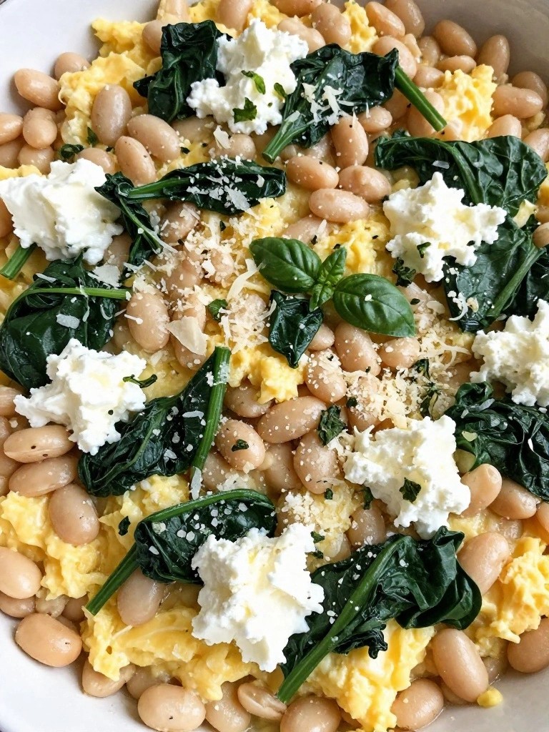 Italian Cannellini Bean and Ricotta Egg Skillet