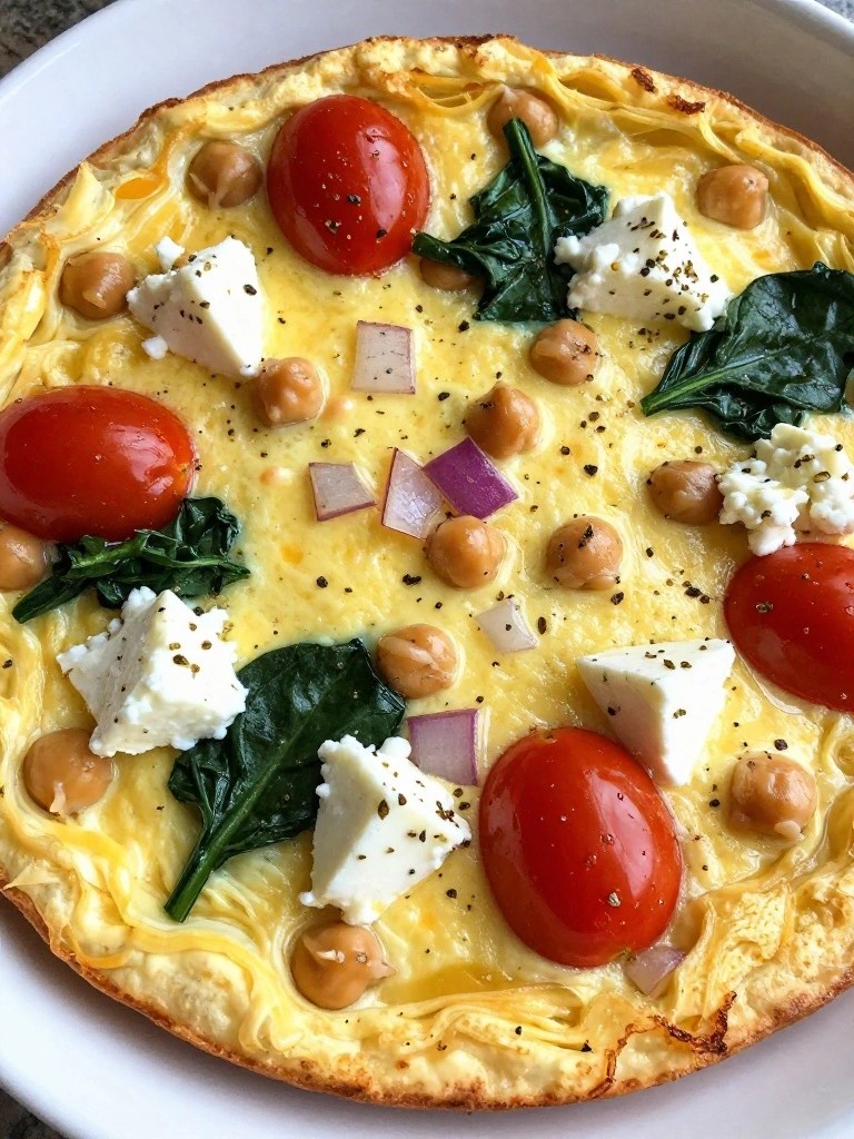 Mediterranean Chickpea and Feta Egg Frittata
