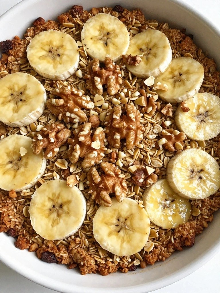 Sheet Pan Banana Oatmeal Bake with Walnuts