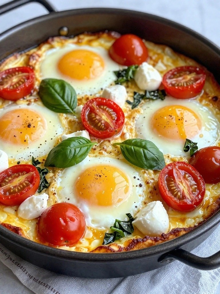 Sheet Pan Caprese Egg Bake with Tomatoes and Basil