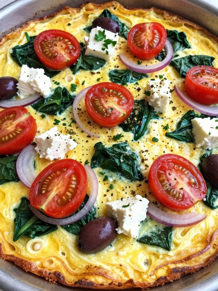 Sheet Pan Mediterranean Frittata with Spinach and Feta