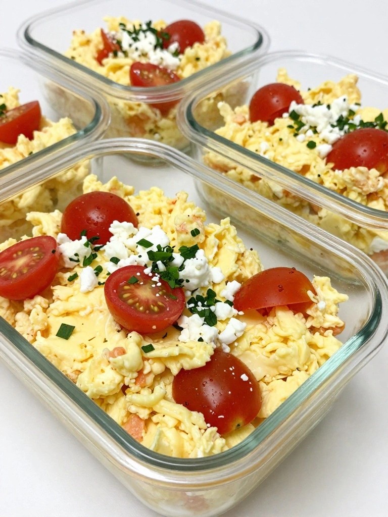 Feta Tomato Egg White Scramble Jars