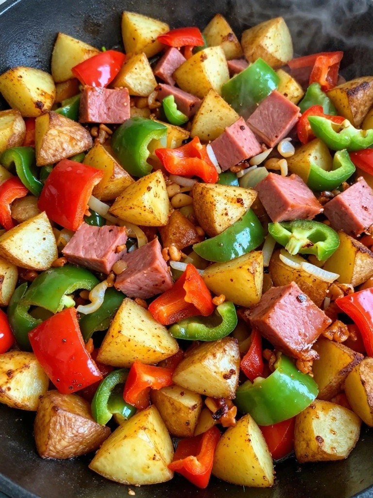 Smoked Paprika Ham and Bell Pepper Breakfast Hash