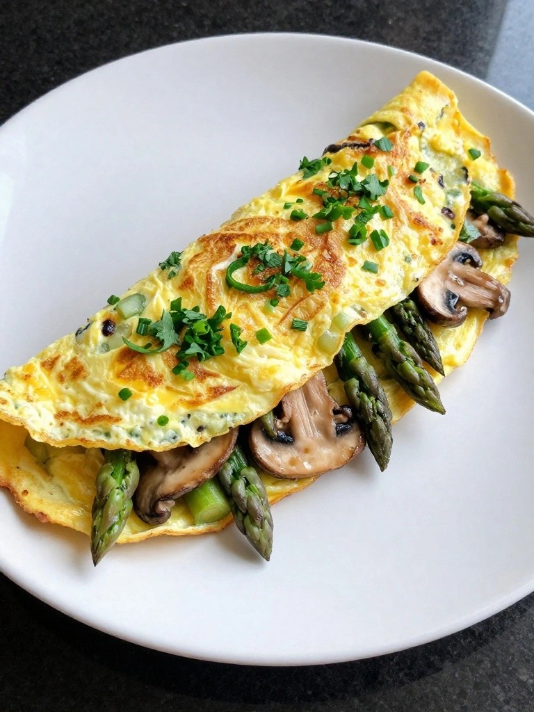 Asparagus Mushroom Omelet with Fresh Herbs
