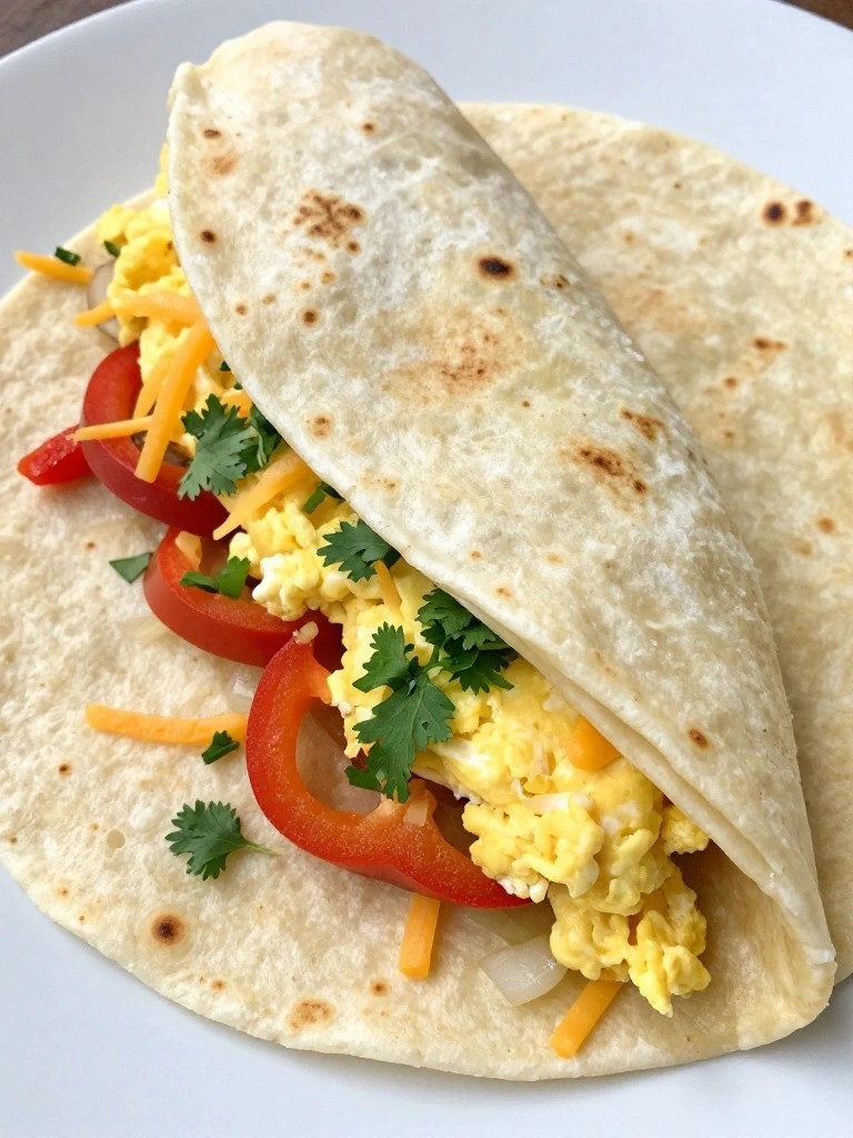 Bell Pepper and Onion Breakfast Burrito
