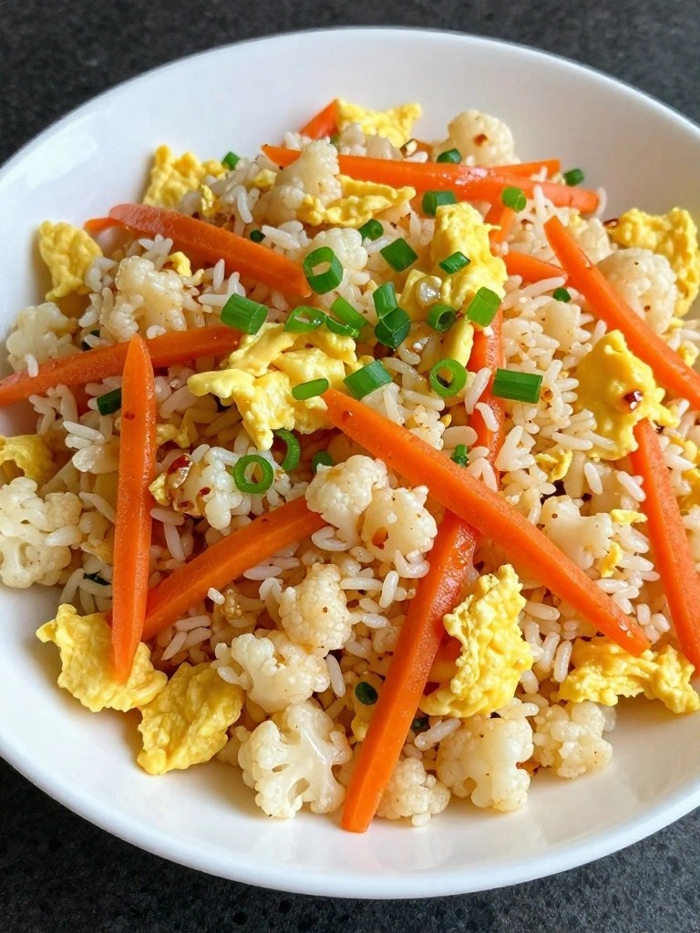 Cauliflower Carrot Fried Rice with Scrambled Eggs