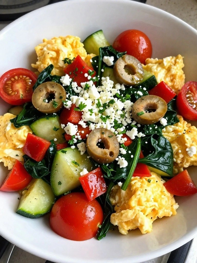 Greek-Style Egg and Vegetable Breakfast Bowl
