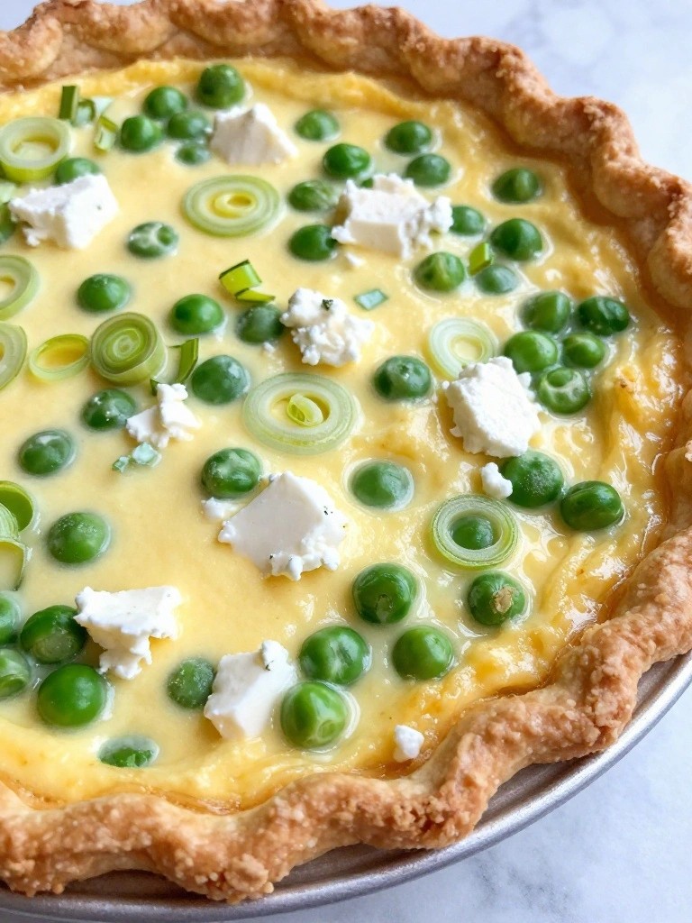 Leek Pea and Goat Cheese Quiche