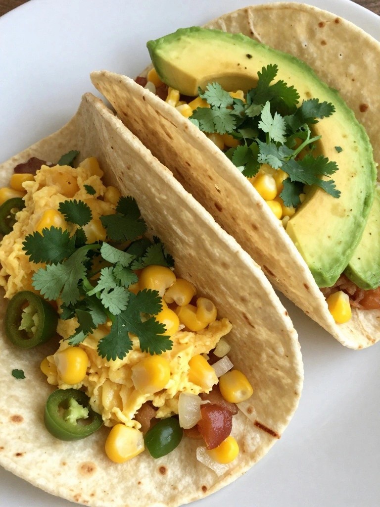 Spicy Jalapeño Corn Egg Tacos