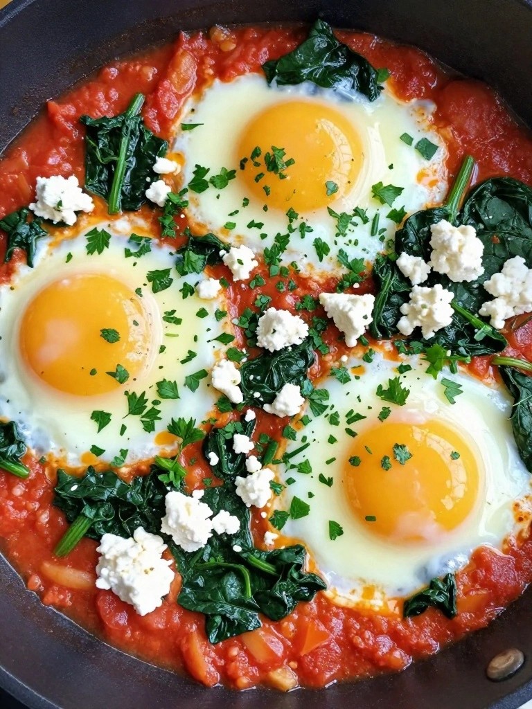 Spinach and Feta Shakshuka