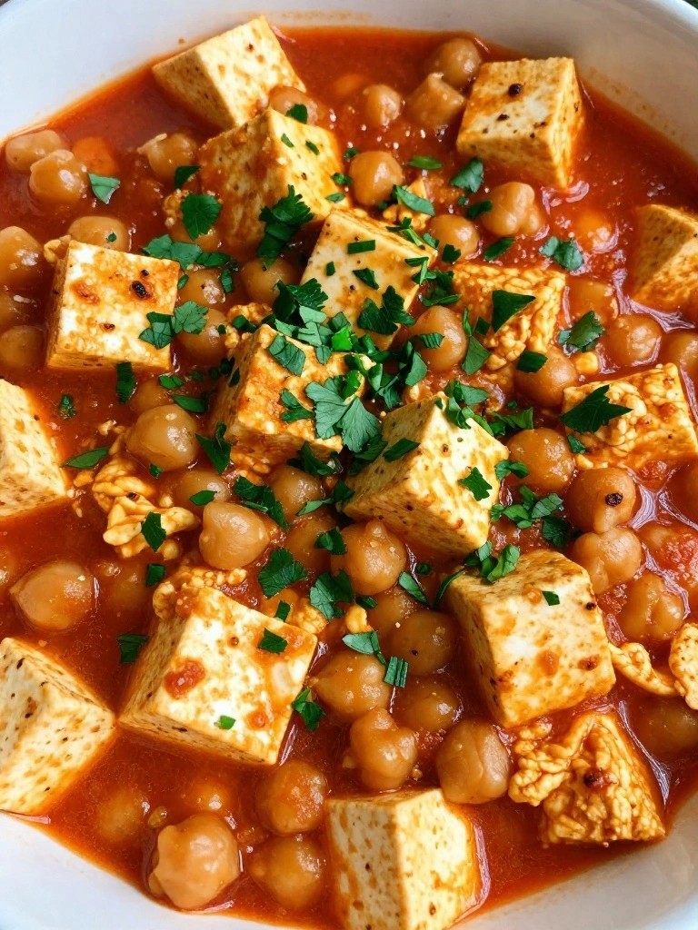Tofu Scramble Shakshuka with Chickpeas and Fresh Herbs