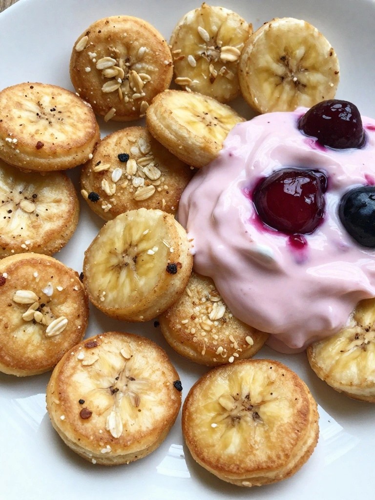 Banana Oat Pancake Bites with Berry Dip