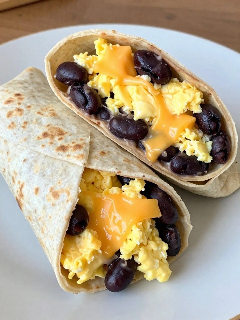 Bean and Cheese Breakfast Burritos