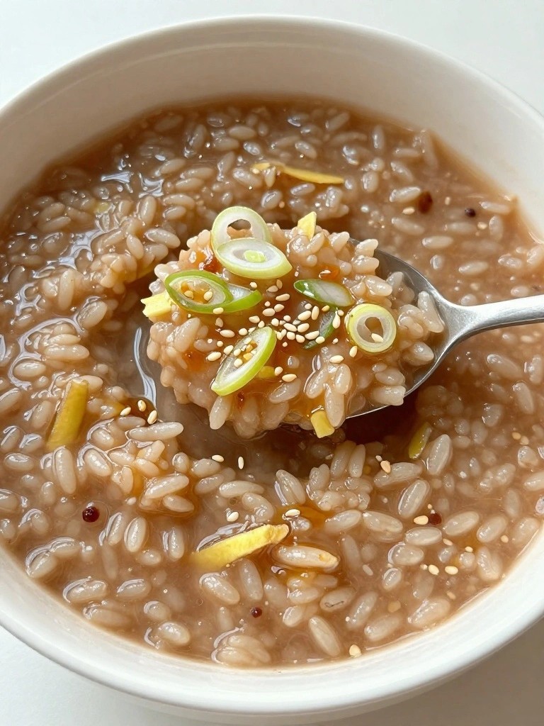 Brown Rice Congee with Ginger, Scallions, and Sesame