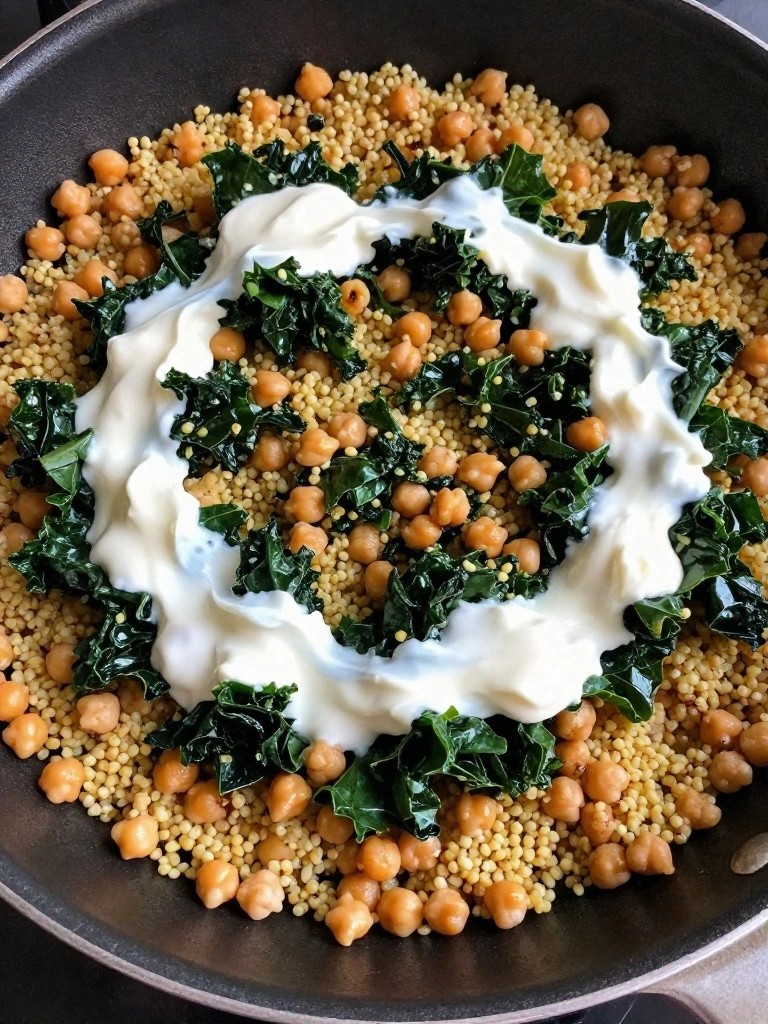 Millet and Chickpea Skillet with Kale and Cumin Yogurt