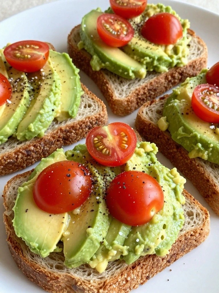 Avocado Toast Triangles with Cherry Tomatoes