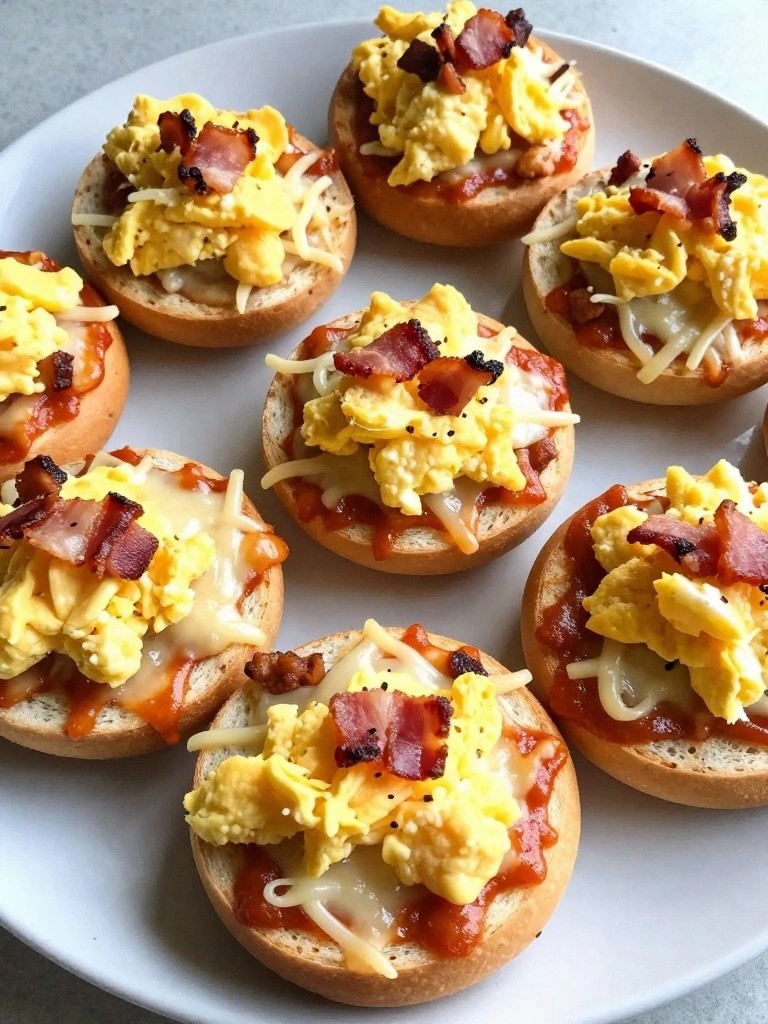 Mini Bagel Pizza Breakfast Rounds