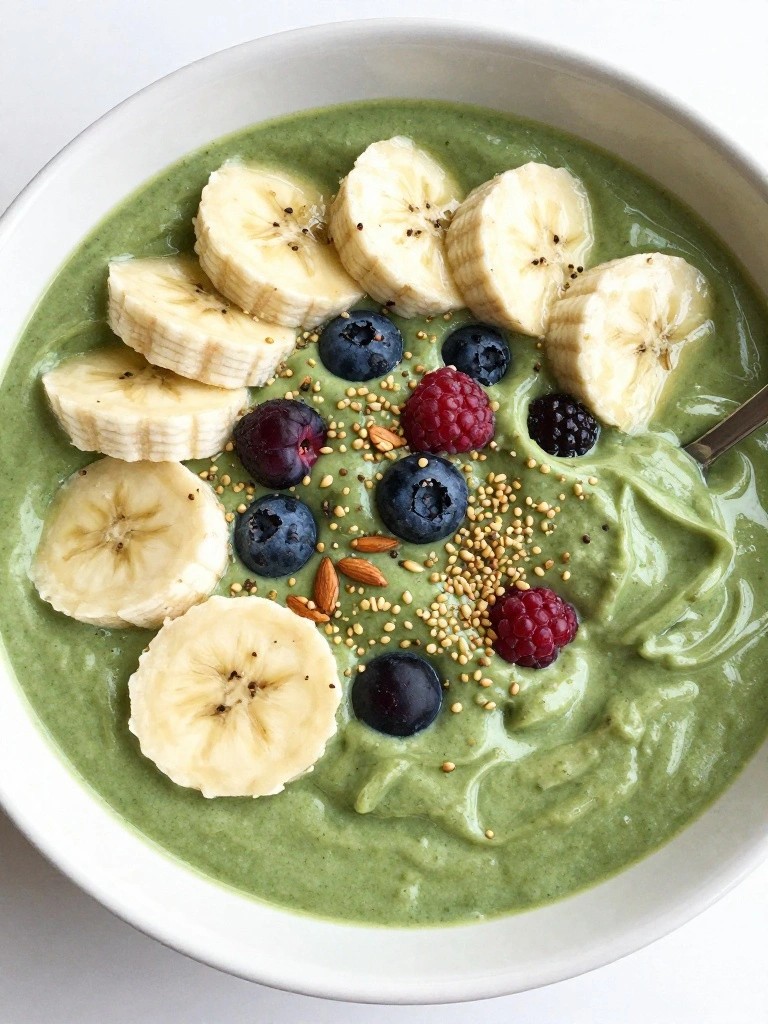 High-Protein Green Smoothie Bowl with Whey and Hemp Seeds