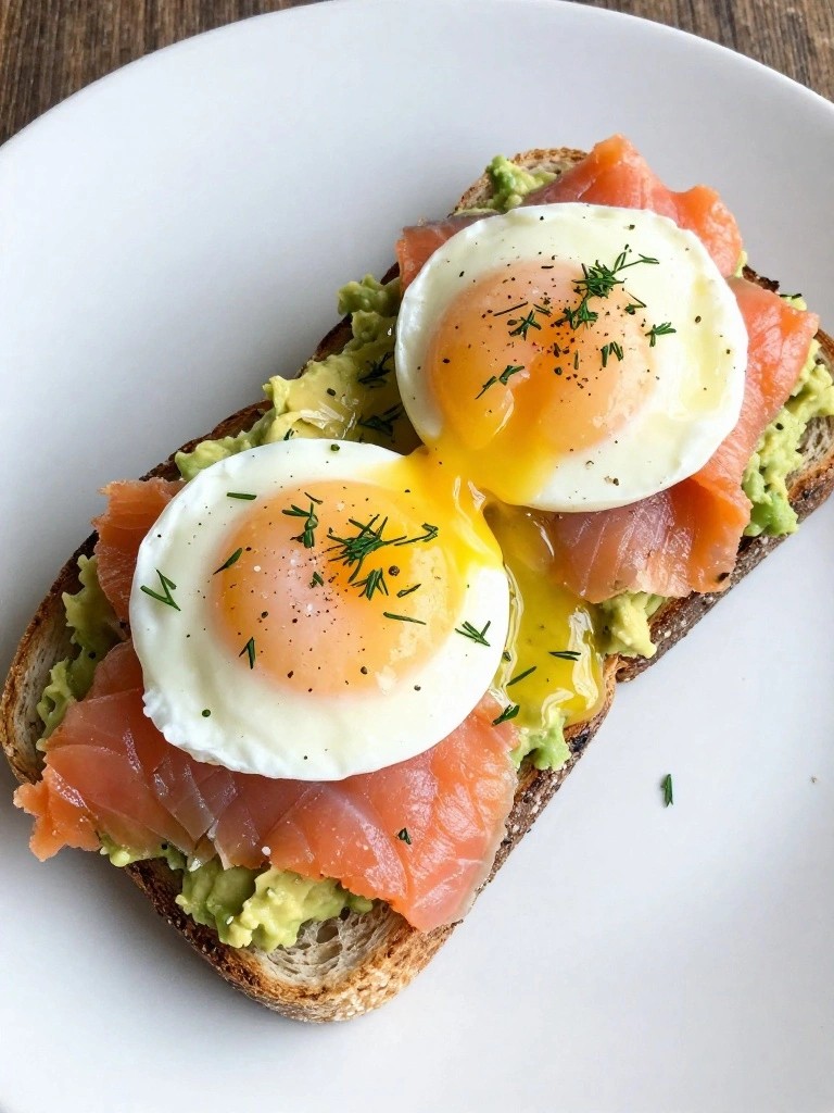 Smoked Salmon Avocado Toast with Poached Egg