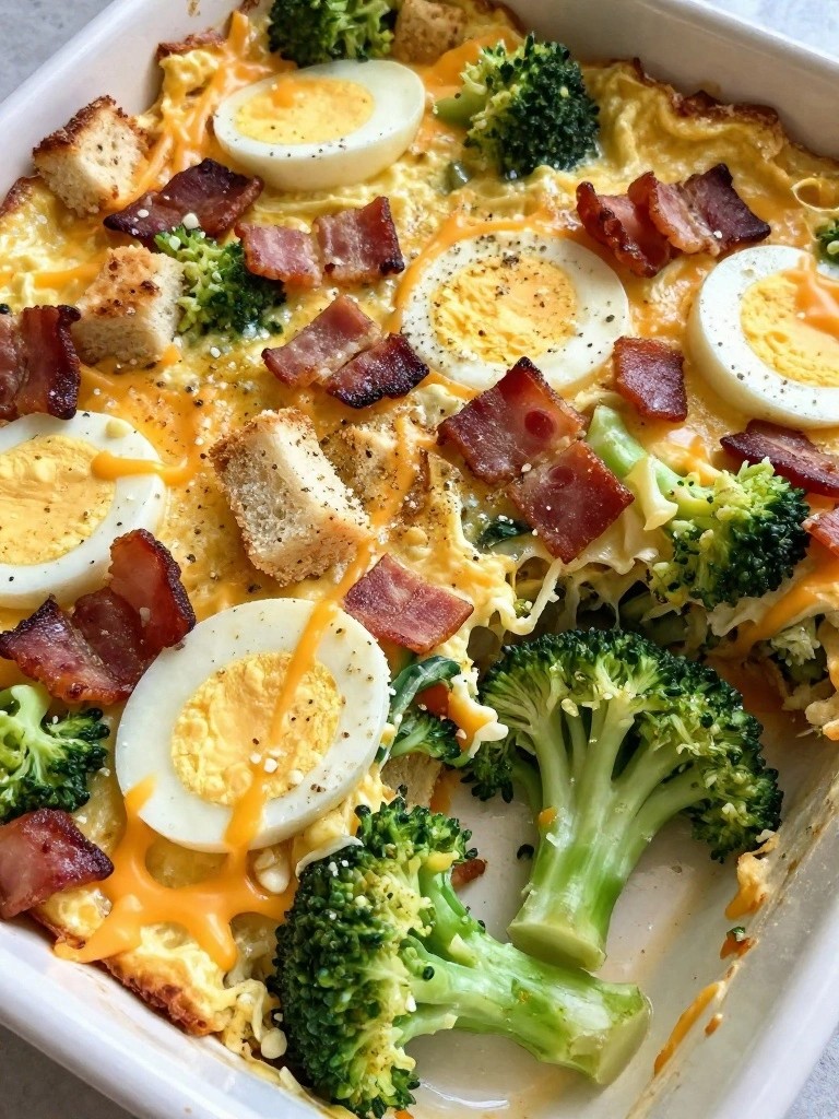 Bacon, Broccoli, and Sharp Cheddar Egg Bake