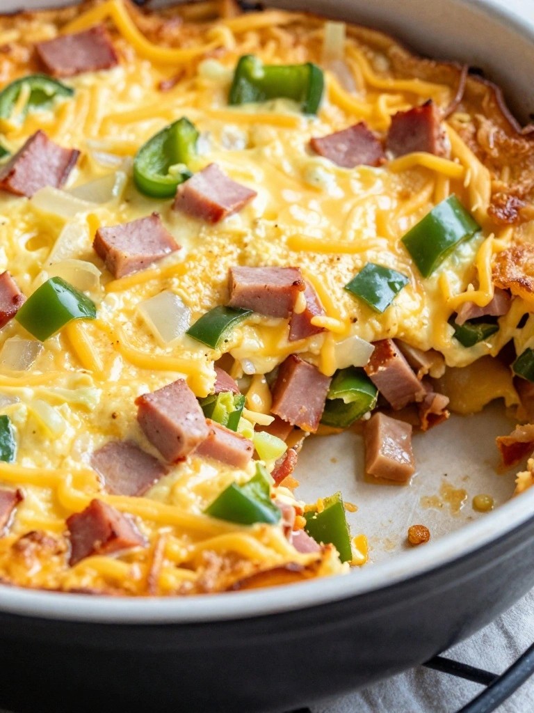 Denver-Style Ham, Bell Pepper, and Onion Egg Bake