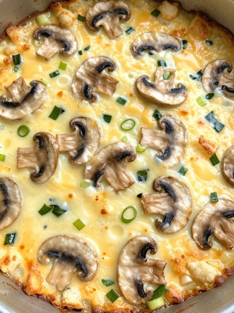 Mushroom, Leek, and Swiss Overnight Egg Bake
