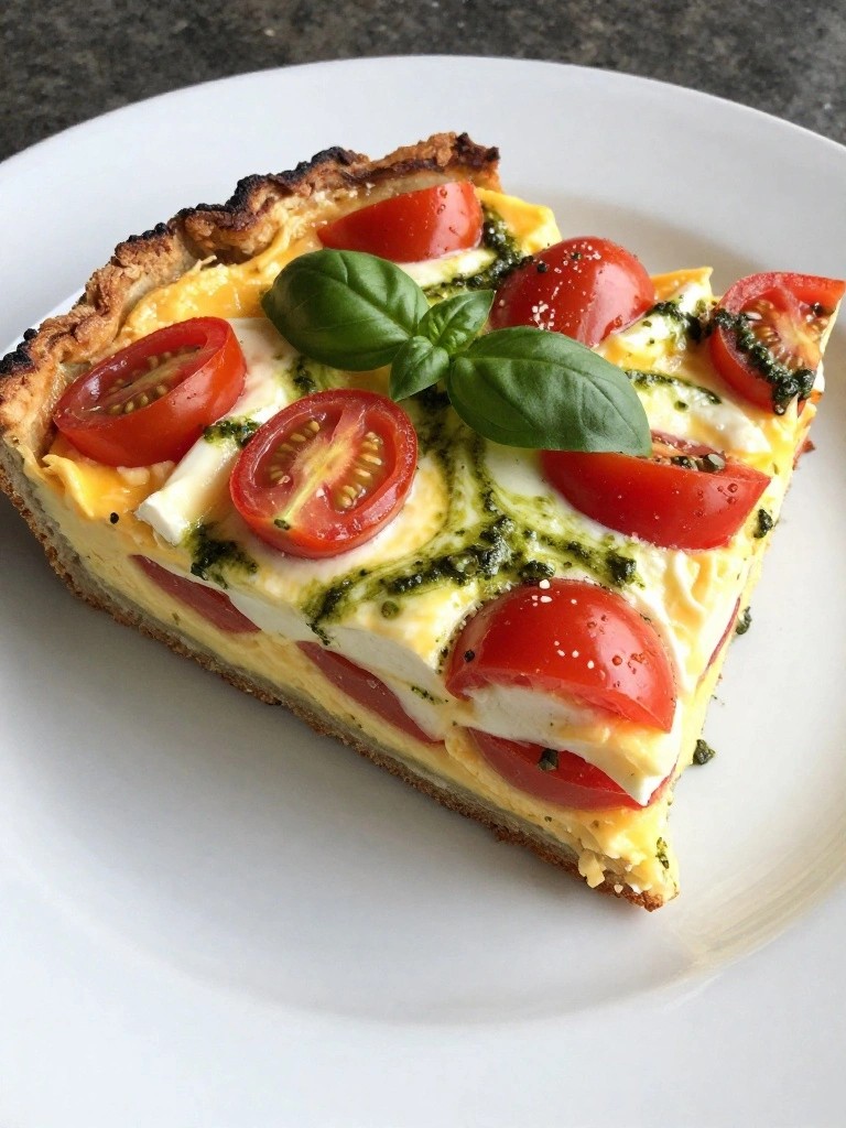 Pesto, Cherry Tomato, and Mozzarella Overnight Egg Bake