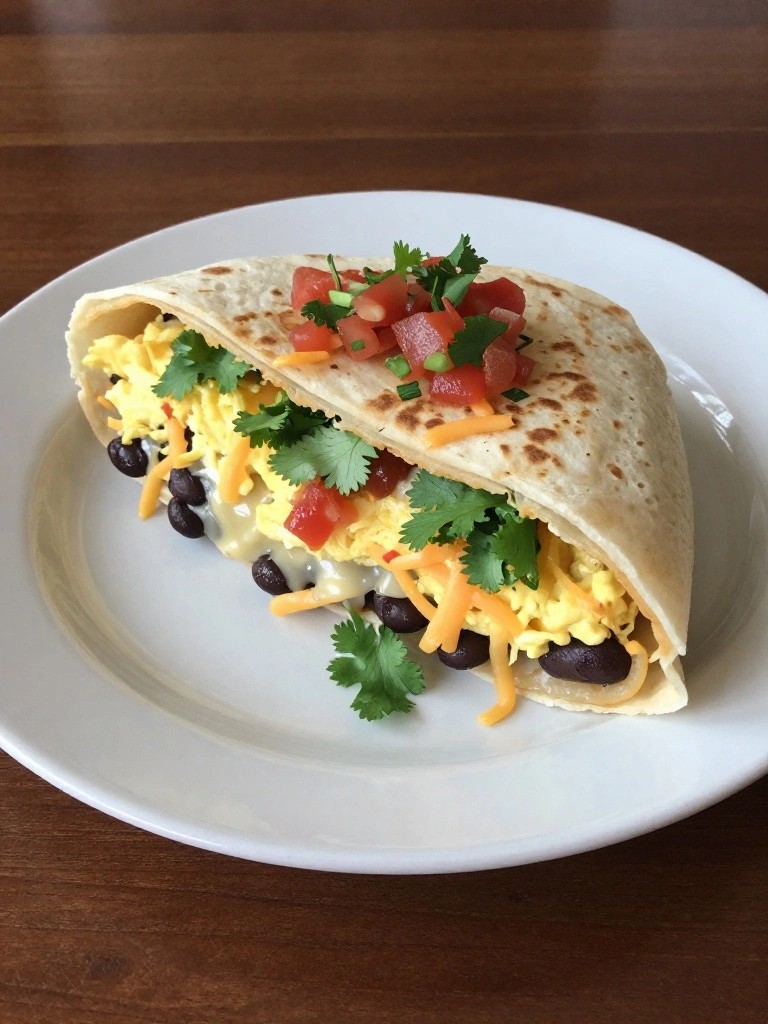 Breakfast Burrito with Black Beans and Scrambled Eggs