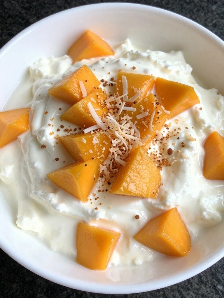 Cottage Cheese Bowl with Mango and Toasted Coconut