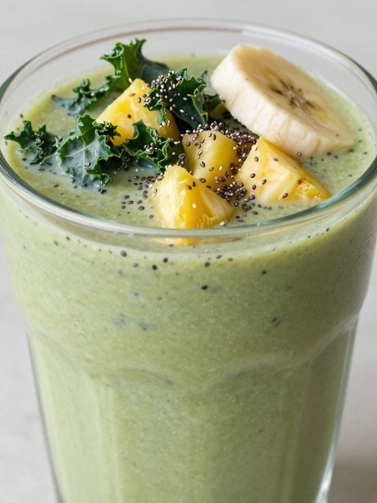 Green Kale Pineapple Smoothie with Chia Seeds