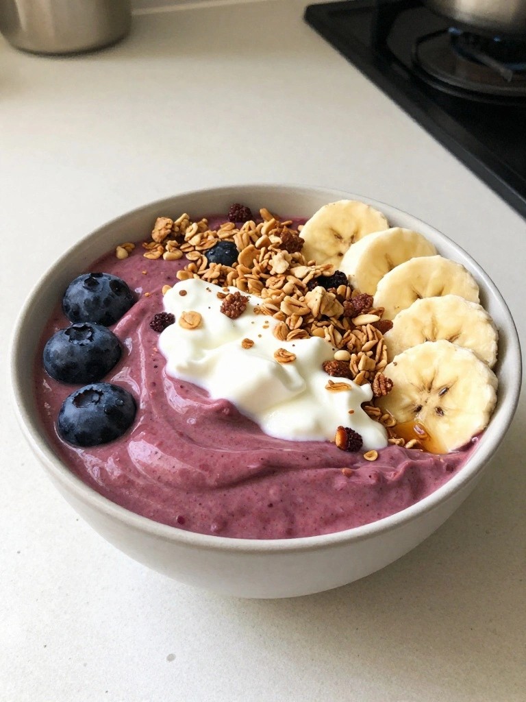 Mixed Berry Smoothie Bowl with Granola