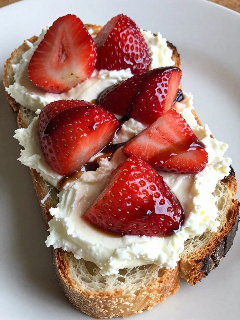 Ricotta Toast with Fresh Strawberries and Balsamic