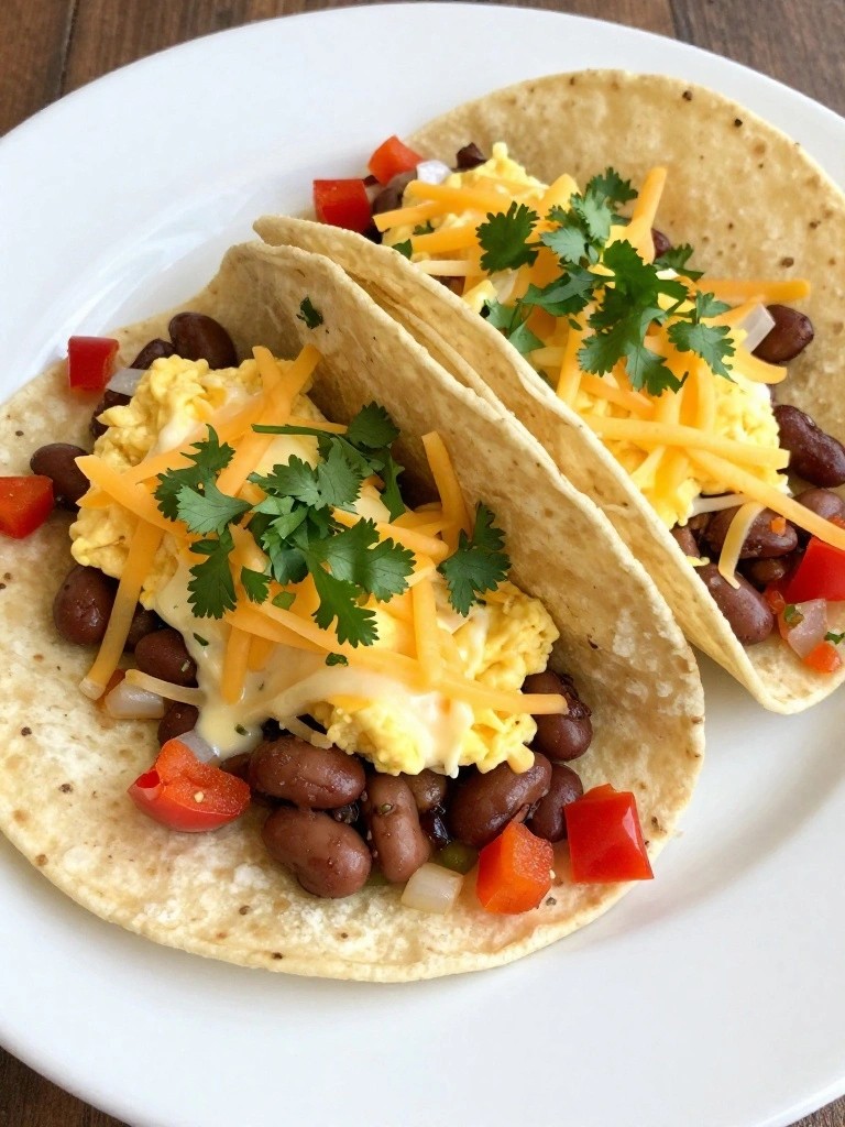 Pinto Bean and Pepper Jack Breakfast Tacos