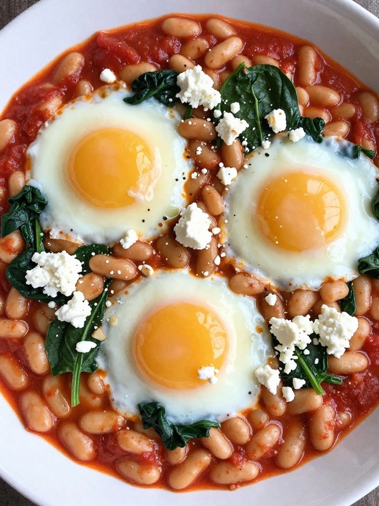 White Bean Shakshuka with Feta and Spinach