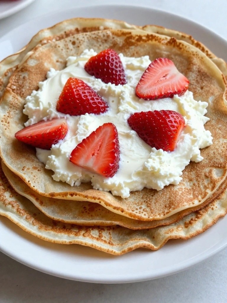 Buckwheat Crepes with Ricotta and Strawberries