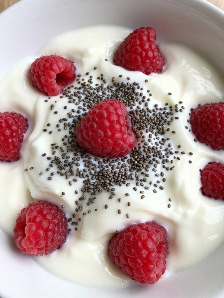 Greek Yogurt Parfait with Chia Seeds and Raspberries