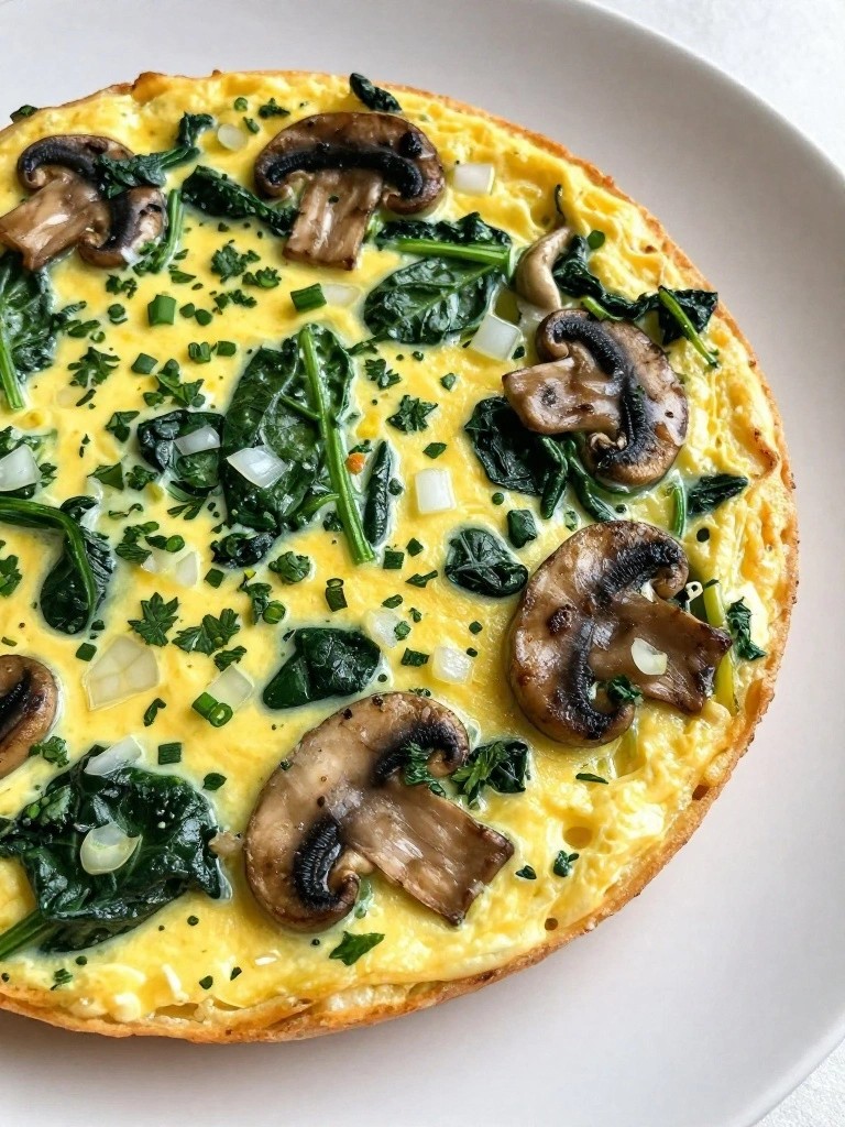Spinach and Mushroom Frittata with Fresh Herbs
