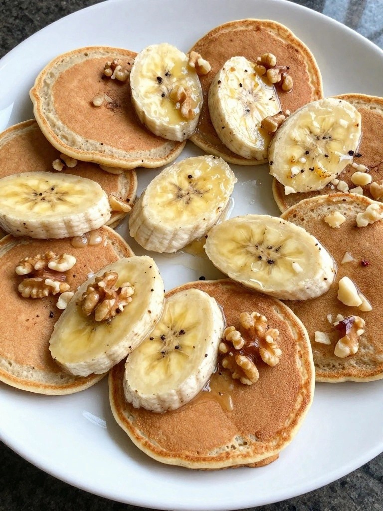 Whole Wheat Banana Pancakes with Walnuts