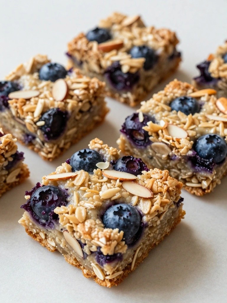 Blueberry Almond Baked Oatmeal Squares