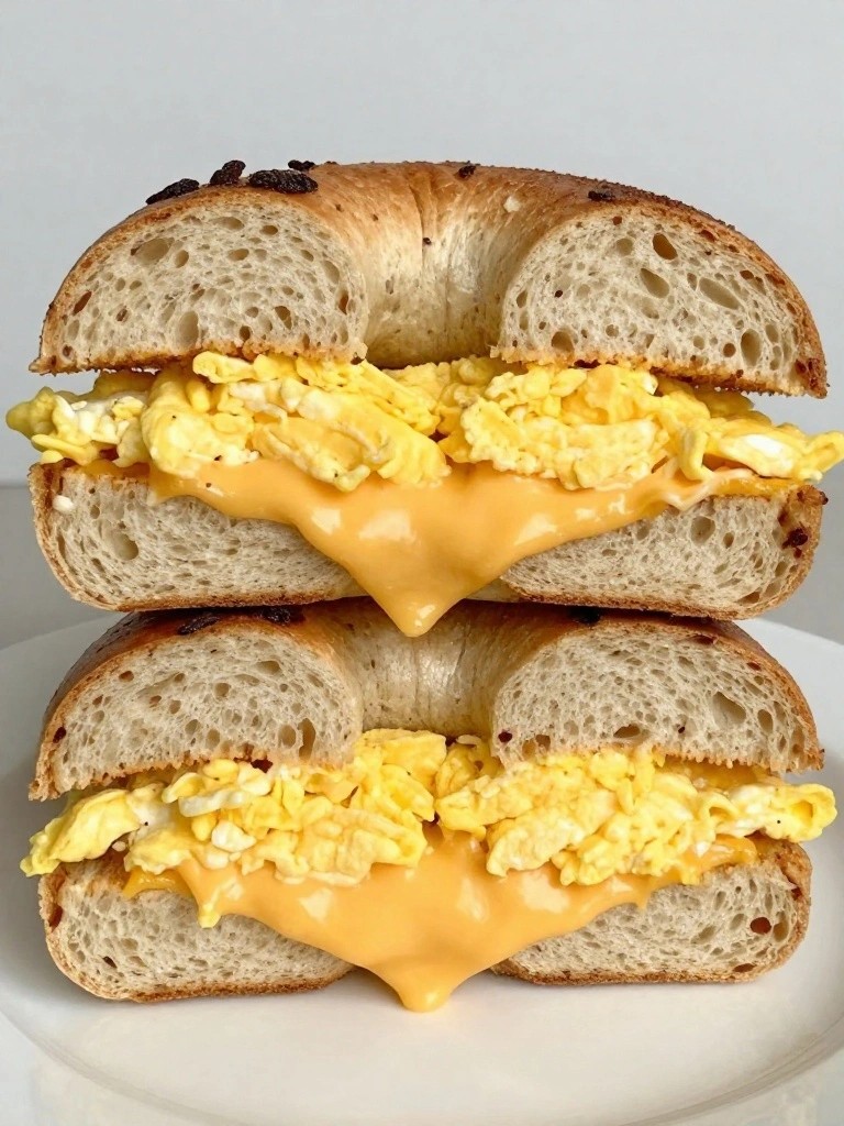 Cinnamon Raisin Bagel Breakfast Sandwiches